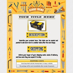 AUCTION TEMPLATE Tools Hardware Handyman Border Frame Design - FREE SHIPPING