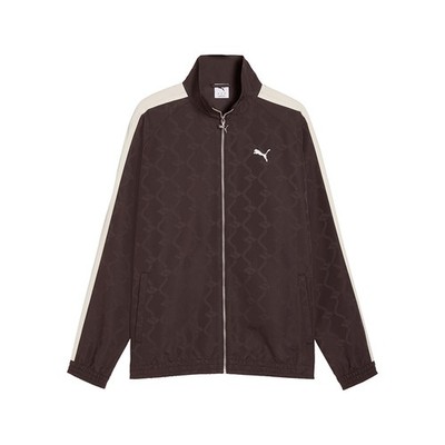 PUMA T7 Jacquarded Woven Relaxed Full Zip Track Jacket Mens Brown Casual Athleti