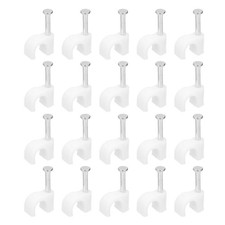 100 Pcs 0.2 Inch Cable Clips, Ethernet Cable Clamps with Steel Nails, White