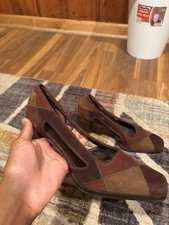 Via Spiga Brown Suede Colorblock Pump Almond Toe Slip On Made in Italy US 9