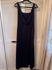 BHLDN Cali Satin Square Neck Maxi Dress Navy Blue Size M