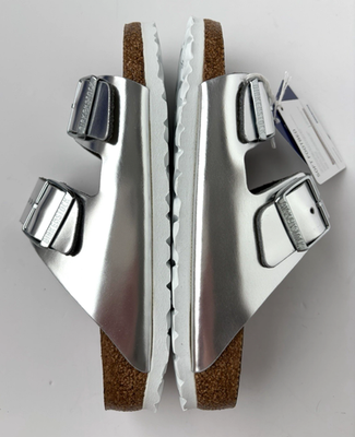Birkenstock Arizona Metallic Silver Soft Footbed 37 Women's 6 New