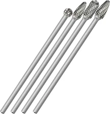 4Pcs Long Carbide Burr Set 1/4" Shank Total L 6.1" Die Grinder Bits Rotary Rasp 