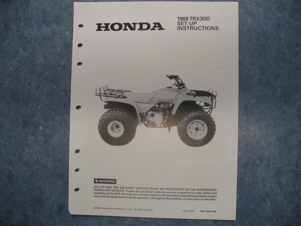 HONDA 1988 TRX300 B SET UP INSTRUCTIONS TRX 300 88 | eBay