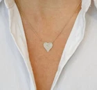 Certified 0.50 Ct Natural Diamond Pave Heart Necklace 14K White Gold 16"Chain