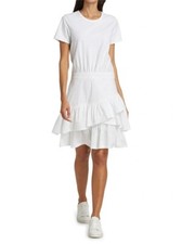 Veronica Beard Women's Noha Flounce T-Shirt Dress Sz XS NWT 298 White