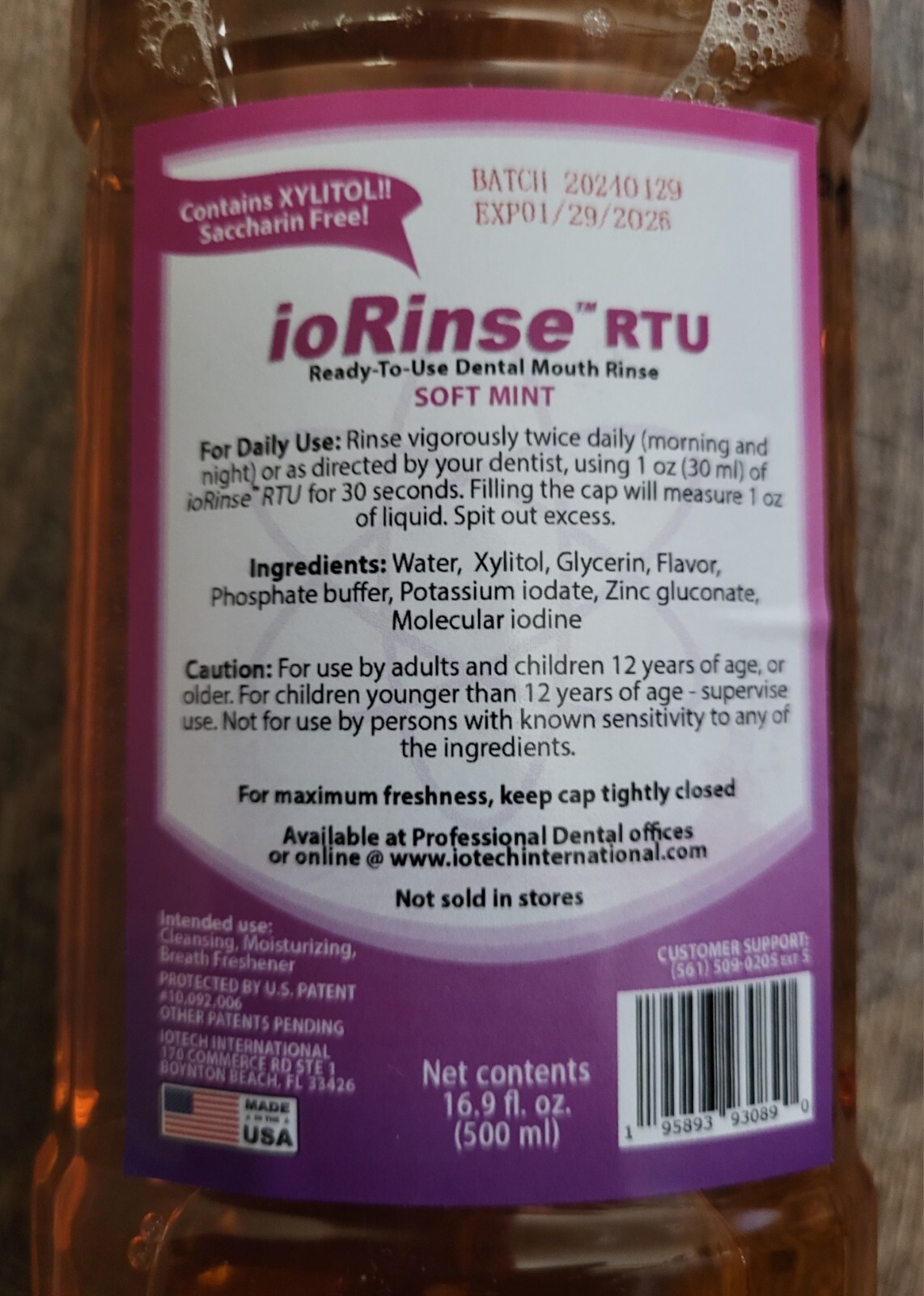 Ships FREE & NEXT Day! IoRinse Mouthwash ReadytoUse RTU 16.9oz 500ml