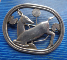 Georg Jensen Dänische Stg. Silber Kniefall Reh Brosche Nr. 256 Dänemark H/M 1972