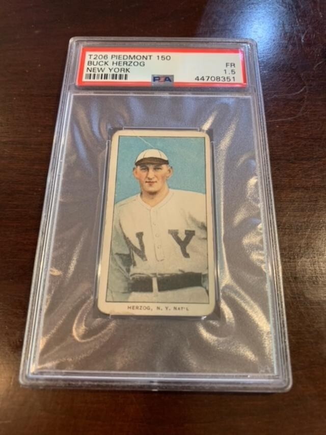 1909-11 T206 BUCK HERZOG Piedmont Tobacco PSA 1.5 Pr N.Y.
