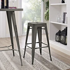 Modway Promenade Modern Aluminum Bistro Bar Stool in Brown