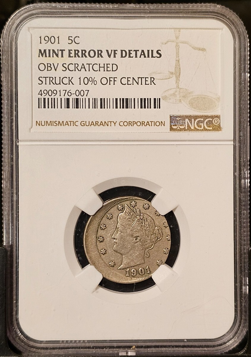 1901 Liberty Head Nickel RARE (Off-Center) NGC VF - 😲 AWESOME