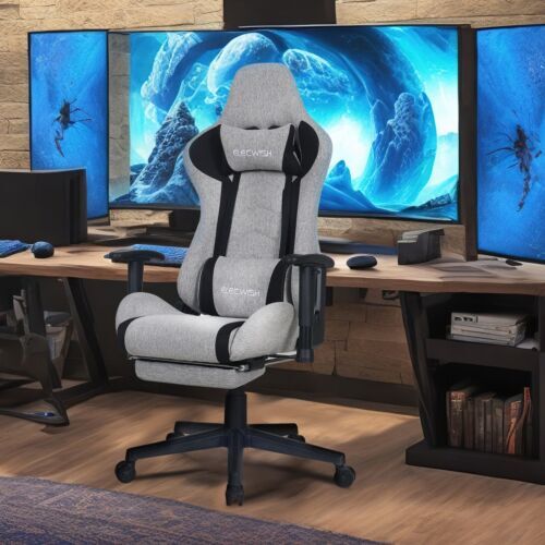 ELECWISH Massage Gaming Chair Footrest Office Chair PU Leather Recliner Seat - Bild 28 von 30