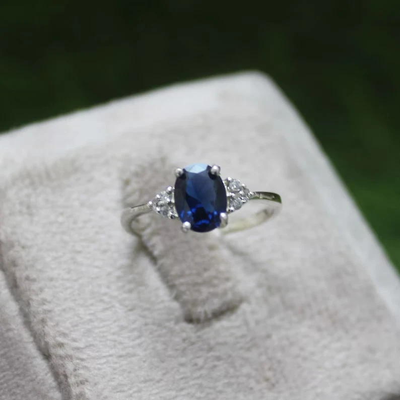 Sterling silver genuine sapphire ring clearance