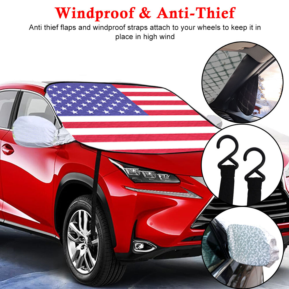 Magnetic Car Windshield Snow Cover Ice Frost Window Winter Guard American Flag