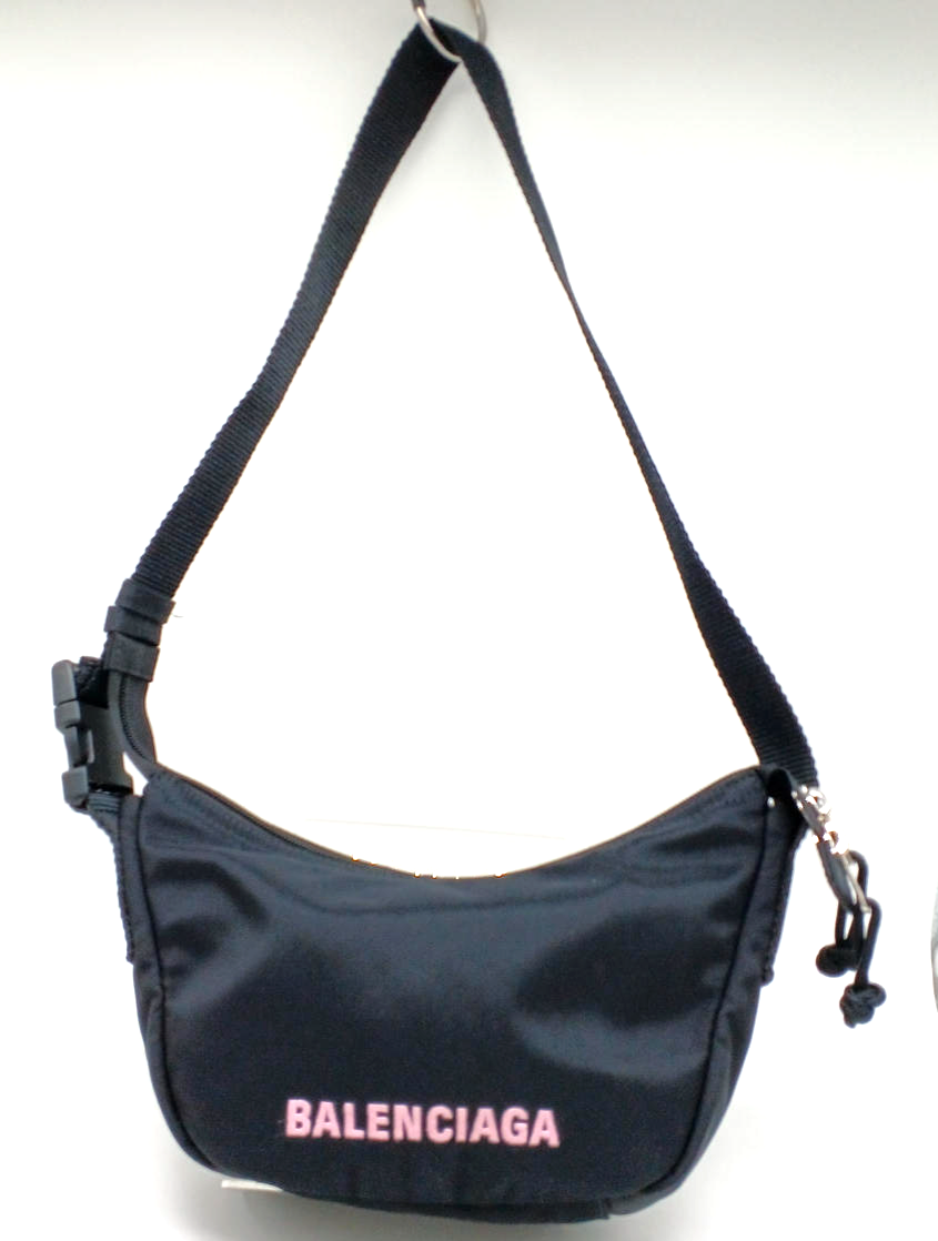 Balenciaga Logo Wheel Sling Nylon Shoulder Bag Black 661926 Balenciaga Logo Wheel Sling Nylon Shoulder Bag Black 661926