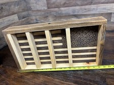 AMERICAN FLAG COIN DISPLAY CASE WOOD hand made MADE IN USA 18.5"x 10.5"x 2.5"