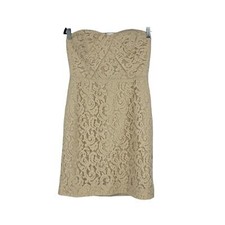J Crew Size 10 Cream Viscose/Cotton/Nylon Kelsey Strapless Dress in Leavers Lace