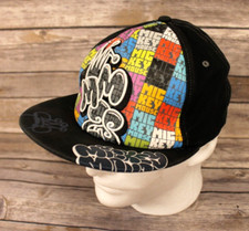 Mickey Mouse Black Grafitti Disney Parks Licensed Adult Fitted Baseball Cap Hat
