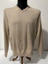Calvin Klein Men's Natural Color Merino Wool Long Sleeve V-Neck Sweater Size M
