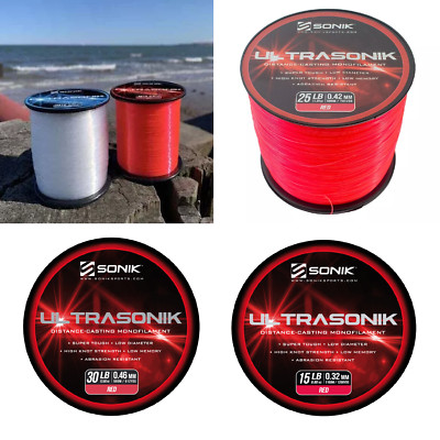 Meeres Angelschnur Bulk Spule Sonik Ultrasonik ROT Strand Boot 18 LB 0,35 MM 975M
