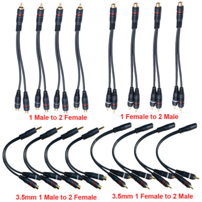 4* RCA to 2RCA Audio Cable Double Lotus 3.5mm 1Female to 2Male/1Male to 2Female