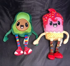 Pineapple Popcorn Show -Guac Avocado -7”/ Ice Cream Lot Of 2 Beanbag Plush