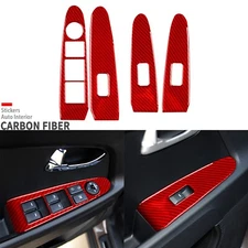 4Pcs Red Carbon Fiber Window Lift Switch Panel Cover For Kia Sportage R GL 11-16