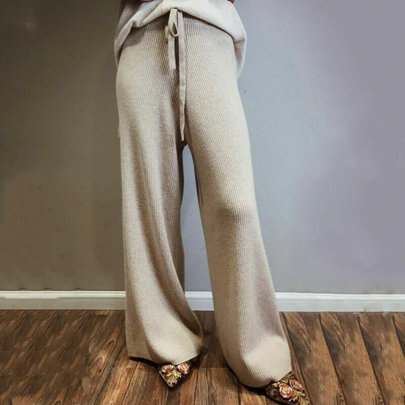 Cashmere wool blend Wide Leg Pants 