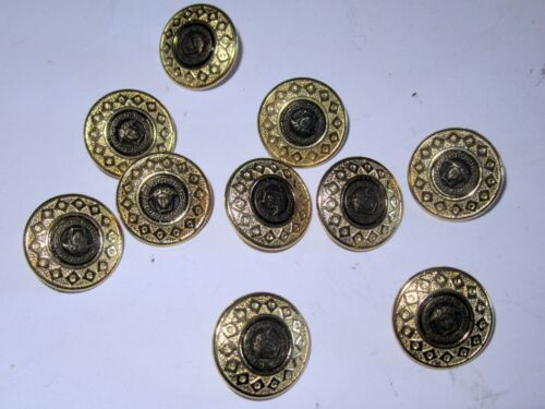 Versace Gold Medusa Head Metal Buttons.0.70 inches / 1.8cms.Pack of 10 - Photo 1/5