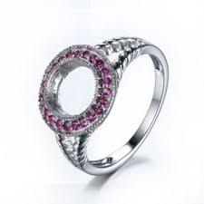 SOLID SILVER NATURAL RUBY SEMI MOUNT 7.5MM ROUND CUT SETTING WEDDING RING 6.5