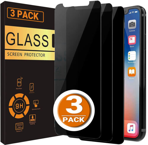 3 Pack For iPhone 15 14 13 12 11 Pro Max Privacy Tempered GLASS Screen Protector - Picture 1 of 13