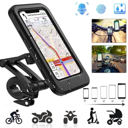 Waterproof Motorcycle Bike Handlebar Phone Mount Holder Case for iPhone Samsung - Picture 2 of 19