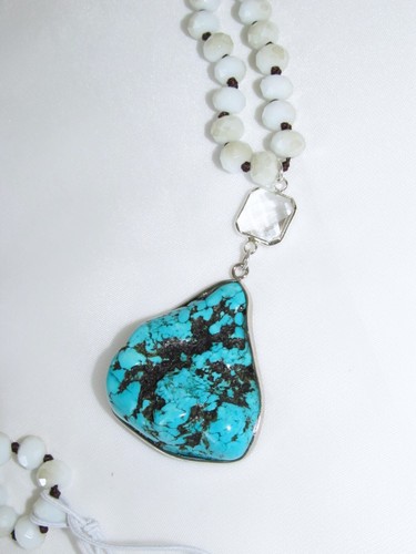NWT Soft Surroundings Sabine Turquoise Pendant Necklace Crystal Beads $89.95 - Picture 7 of 10