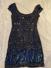 Navy Blue Beaded Cocktail Dress