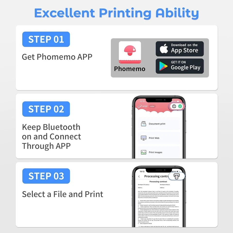 Wireless Bluetooth Portable Brother PocketJet PJ762/PJ763MFi printer A4 Thermal - Image 2 of 4