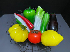 9 Piece Vintage Murano Style Hand Blown Glass Fruits  Vegetables Lot Life Size