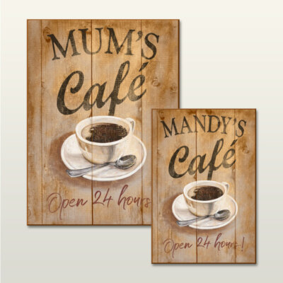 Personalisierte Cafe Küche Plakette Holz Shabby Chic Effekt Schild Neuheit Geschenk