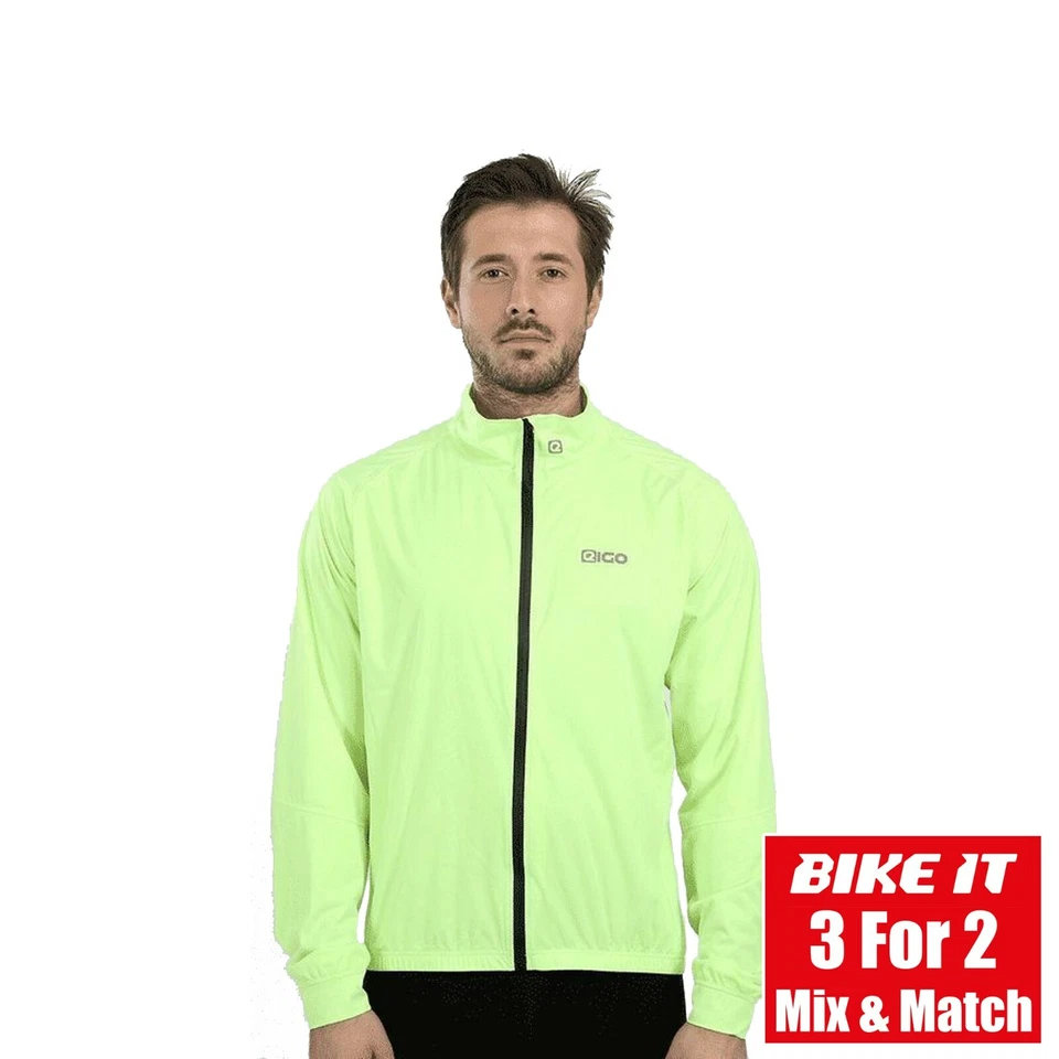 EIGO Herren Fahrradjacke Fluor Gelb Hi-Vis Laufen Training Wasserabweisend Jacke