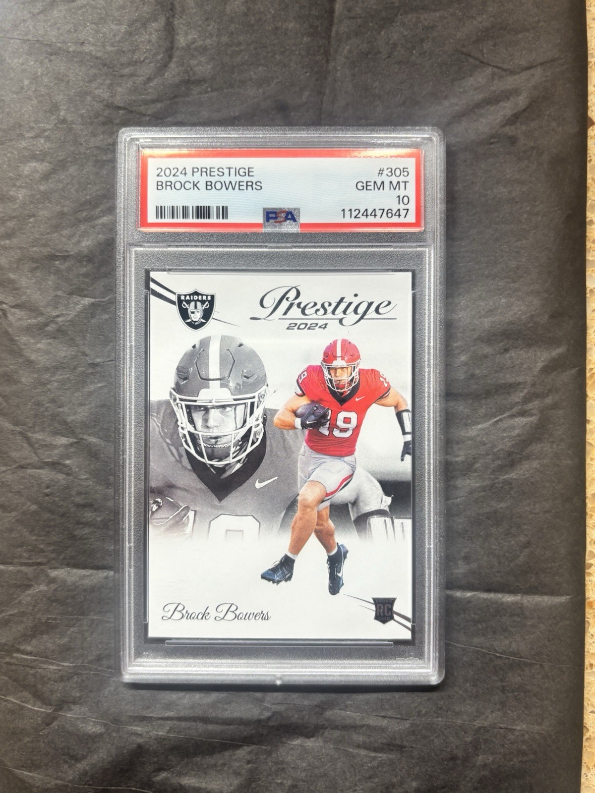 2024 Panini Prestige Brock Bowers #305 PSA 10 Rookie Las Vegas Raiders NFL