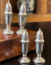 Two Rare Petite 950 Sterling Silver Salt Pepper Cruet Sets American 2.5&rdquo; c1930