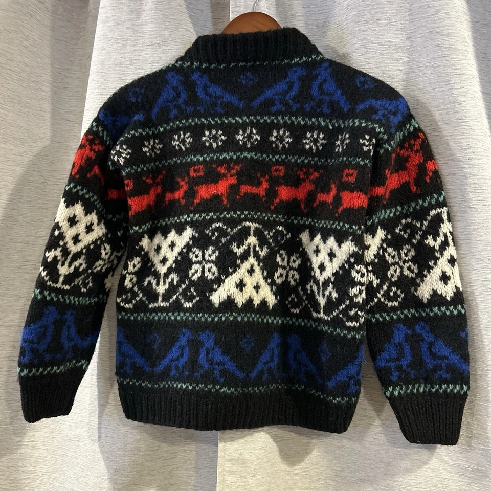 Suéter Cuello Redondo Vintage Tejido a Mano Lana Navidad Vacaciones Foto 2 de 3