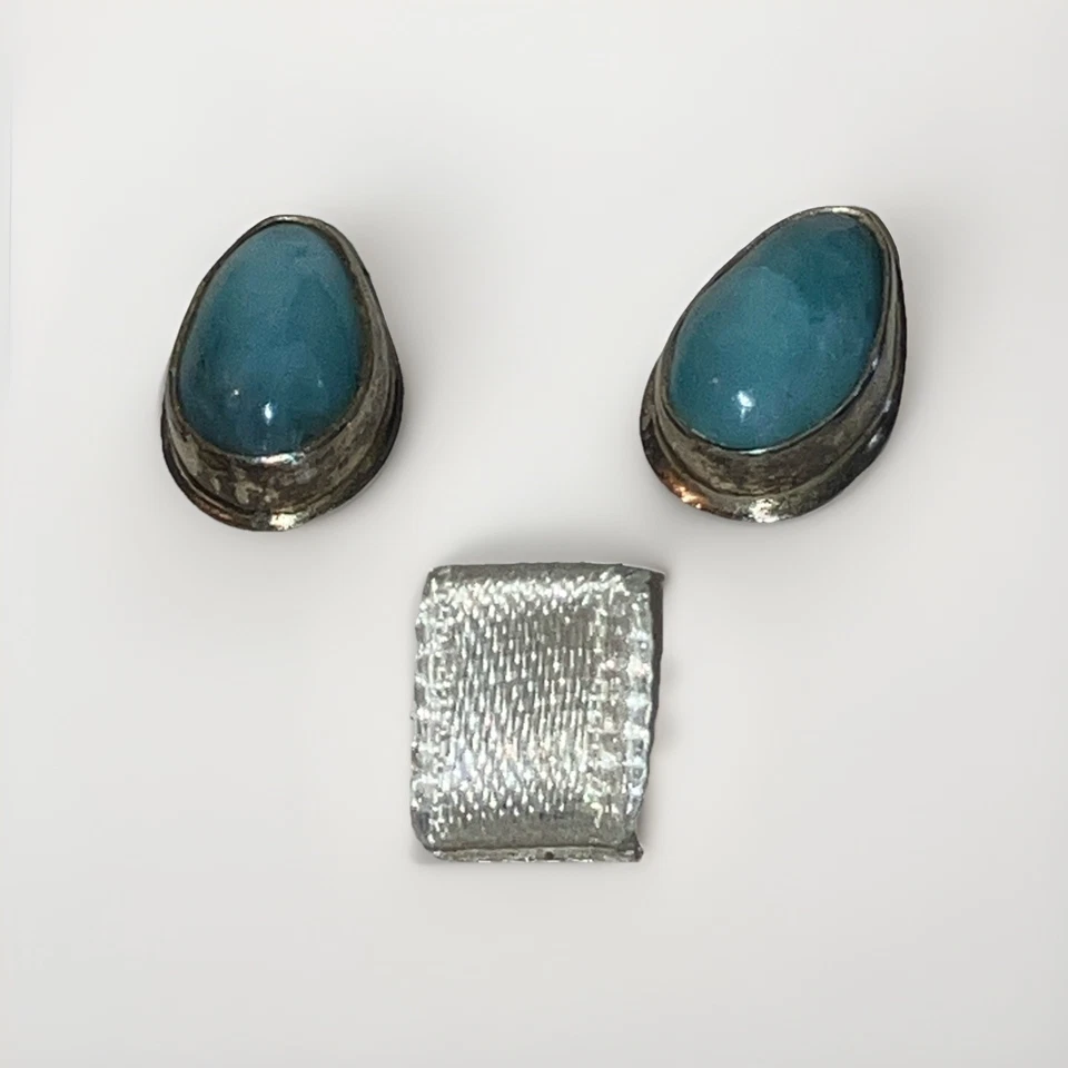 Conjunto de joyas de plata Larimar .925 de 4 piezas pendientes collar anillo pulsera Foto 4 de 4