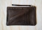 Lancel sacoche homme marron foncé petite maroquinerie pochette dragonne