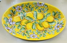 Vietri Ceramics - 17x11’’ Oval Platter Lemon made/painted byhand Italy