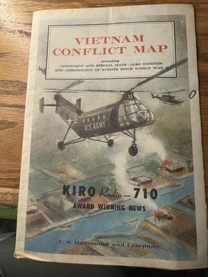 Vintage Vietnam Original Conflict Map by CS Hammond Co 1965 Great Condition