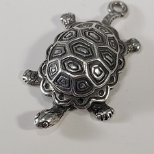 Sterling Silver Turtle Charm Pendant 3D Tortoise Animal 3.1g 925