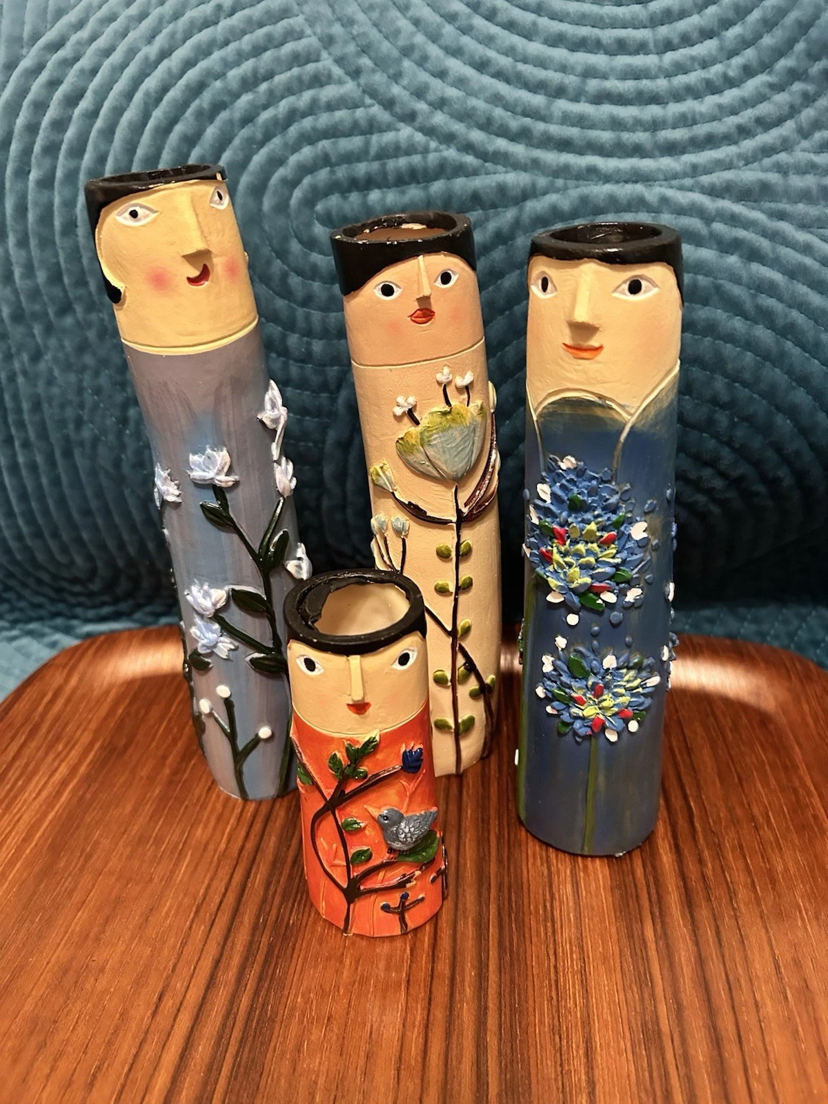 Bohemian Family Face Vases - Set Of 4 Fun Humans Hand painted