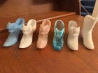 Set of 6 Fenton Milk Glass Shoe & Boot Figurines – Opalescent Blue, Pink & White
