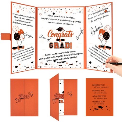 Graduation Party Decorations, Black and Orange Graduation Guest Book, Class o...