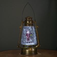 Image of 24cm Dual Powered Light up Lantern Christmas Water Spinner with Santa Scene